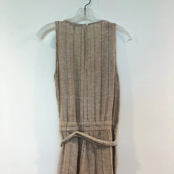 DREW Linen-Blend Tie Front V Neck Striped Jumpsuit - Picture 14 of 14